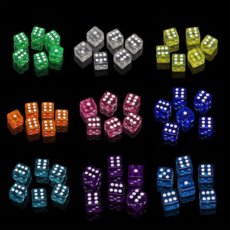 Wholesale Custom Resin Transparent D6 Adults Board Game Dices 14mm Set