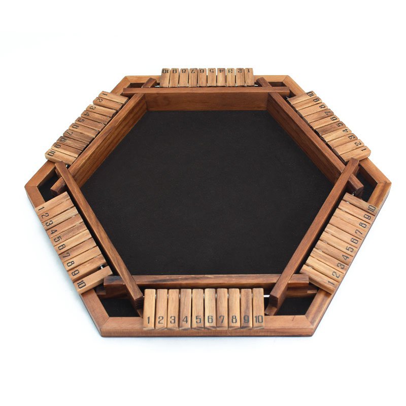 6 Players Shut The Box Dice Game, Wooden Board Table Math Game with 16 Dice, Gift Box Packed