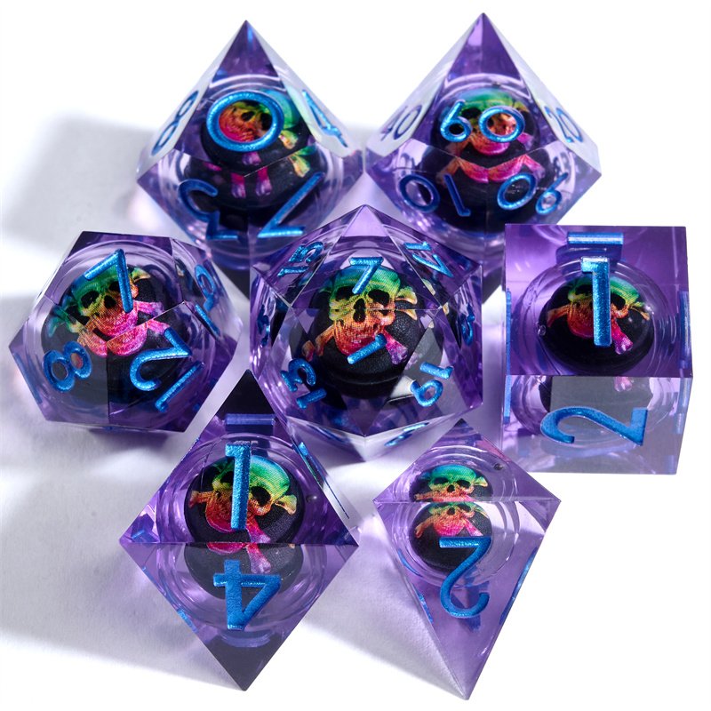 Halloween Spider Resin Dragon and Dungeon 7 D&D Polyhedral Liquid Core Dice Set D20 D12 D10 D8 D6 D4