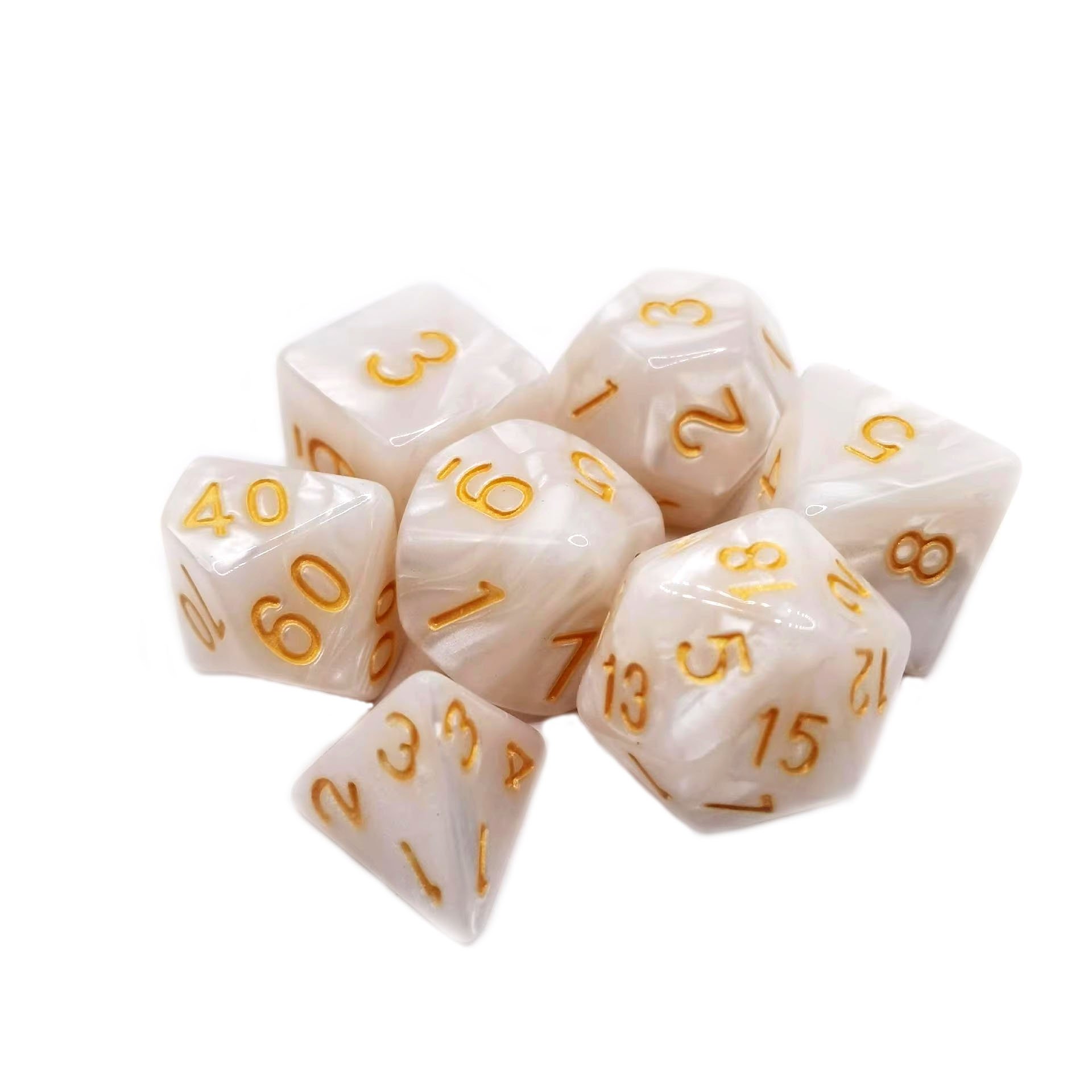 Polyhedral dice set DND Dungeons and Dragons game dice accessories Acrylic dice pearl pattern color set wholesale
