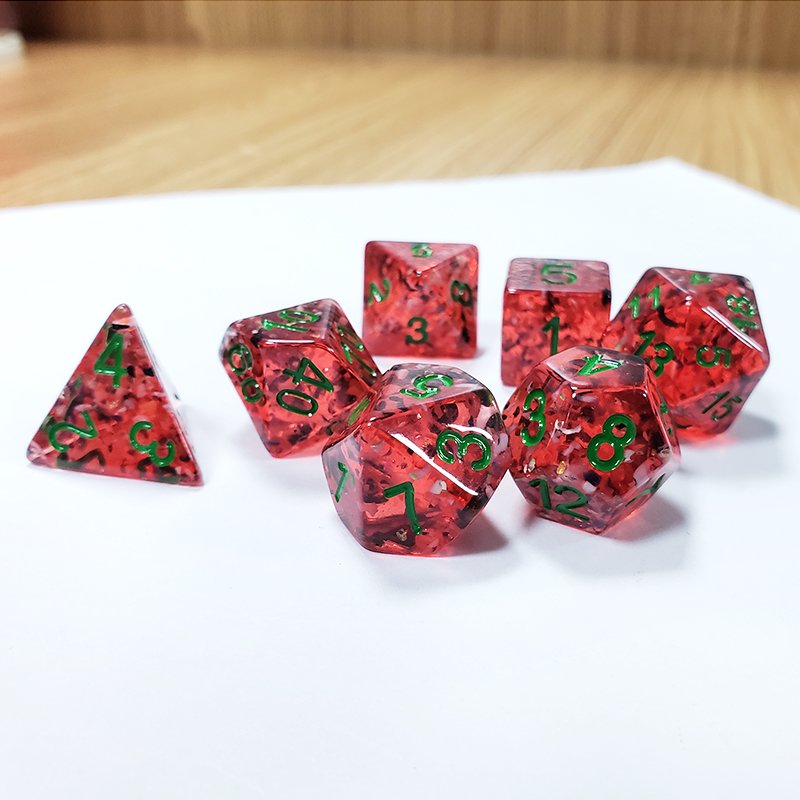 Custom Logo Candy Red Clear Rounded Corner Cube Resin Dice Set For Dungeons and Dragons Role Playing Game