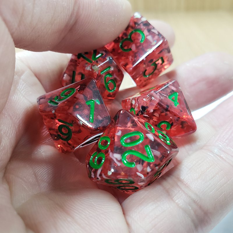 Custom Logo Candy Red Clear Rounded Corner Cube Resin Dice Set For Dungeons and Dragons Role Playing Game
