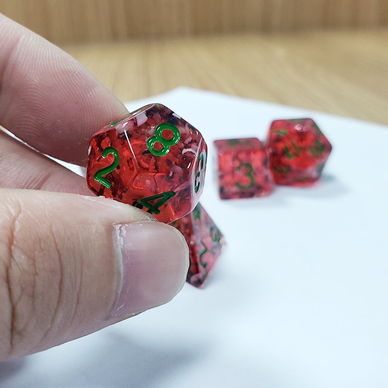 Custom Logo Candy Red Clear Rounded Corner Cube Resin Dice Set For Dungeons and Dragons Role Playing Game