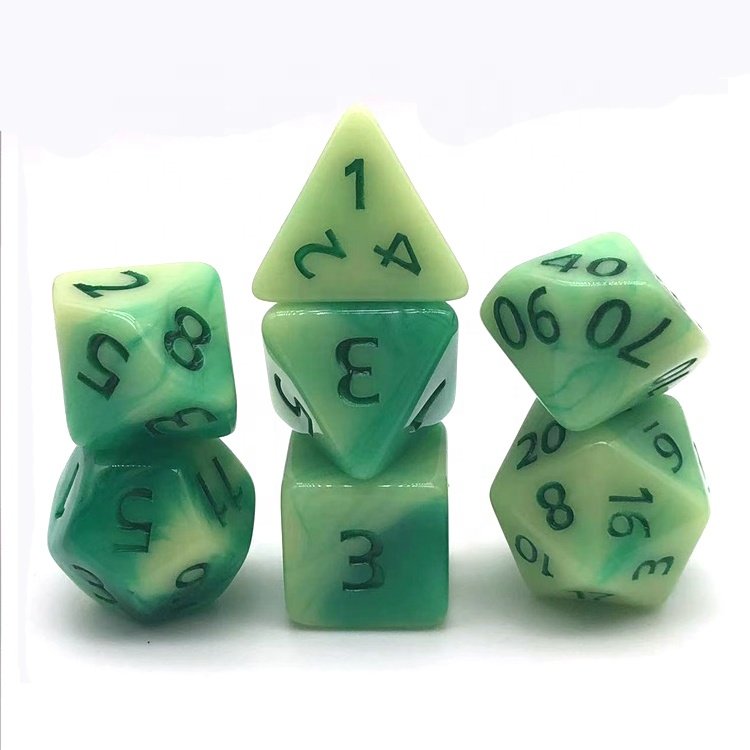 Outdoor Dice Game Fresh White Blue Swirl Acrylic Polyhedral DND Dice Set for Travel
