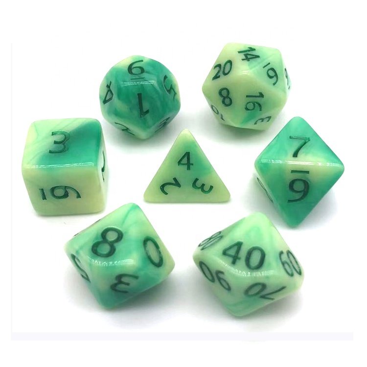 Outdoor Dice Game Fresh White Blue Swirl Acrylic Polyhedral DND Dice Set for Travel