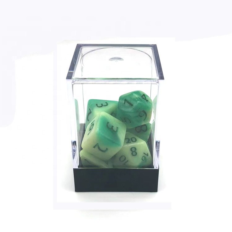 Outdoor Dice Game Fresh White Blue Swirl Acrylic Polyhedral DND Dice Set for Travel
