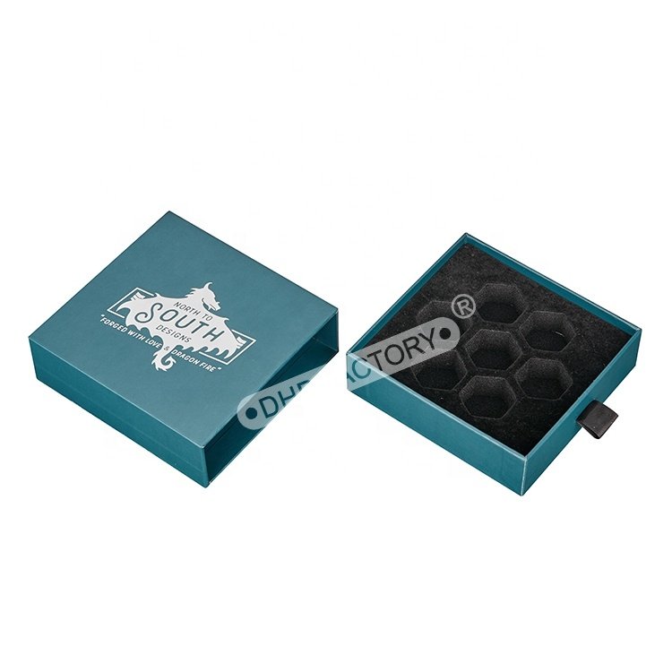 Wholesale Custom Logo Luxury Paper Cardboard with Foam Insert Game Cards Play Slide Drawer Dice Set Packaging Box