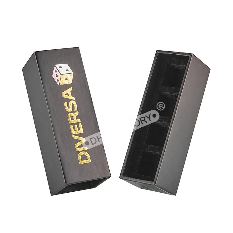 Wholesale Custom Logo Luxury Paper Cardboard with Foam Insert Game Cards Play Slide Drawer Dice Set Packaging Box