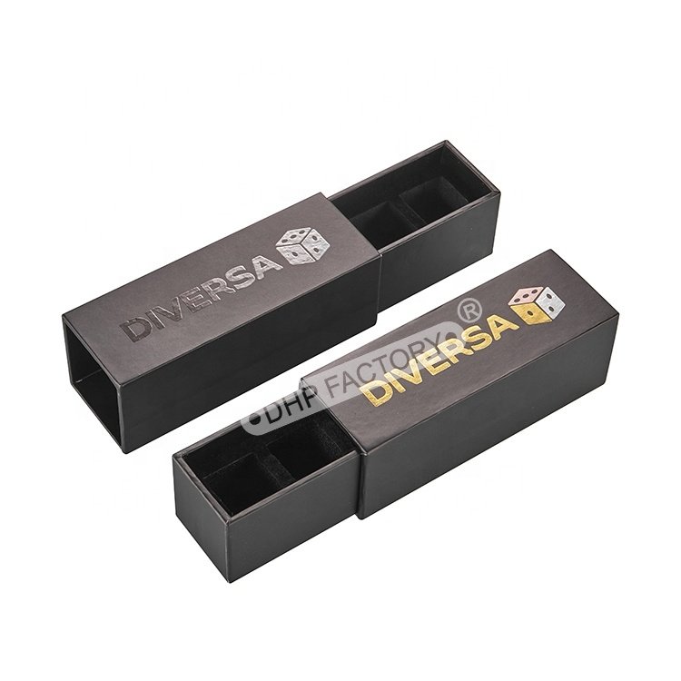 Wholesale Custom Logo Luxury Paper Cardboard with Foam Insert Game Cards Play Slide Drawer Dice Set Packaging Box
