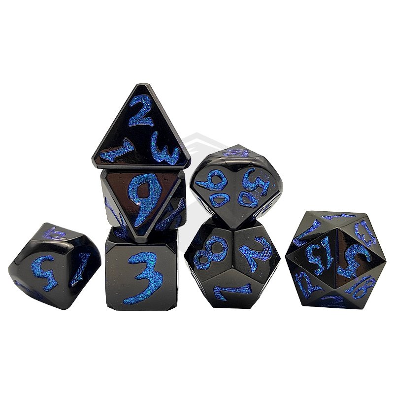 Custom made precision engraved personalized logo metal blank titanium aluminum DND game dice set