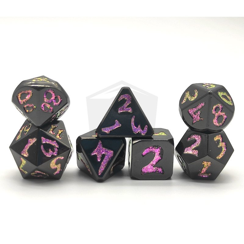 Custom made precision engraved personalized logo metal blank titanium aluminum DND game dice set