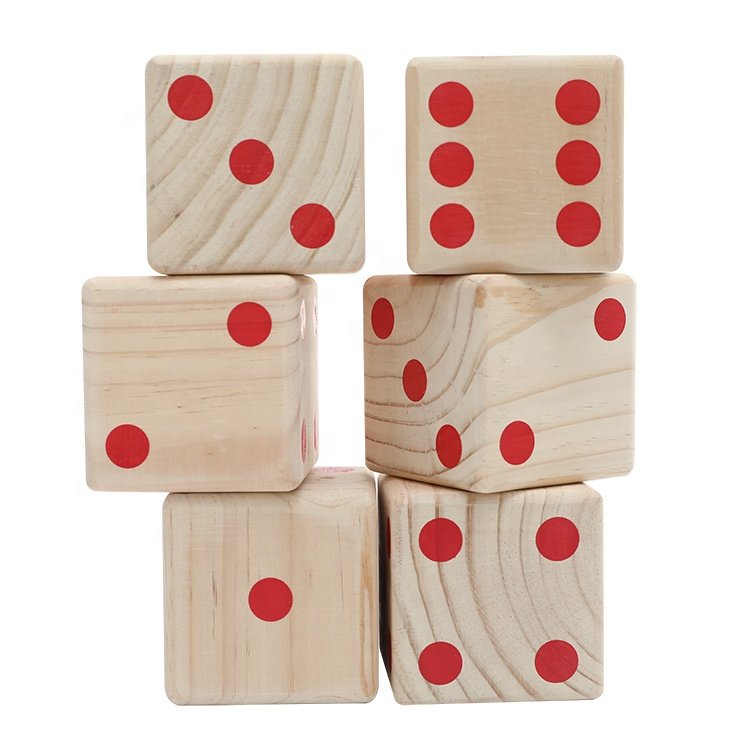 Wooden Dice Outdoor Game Set Customized Solid Wood For Children With Crate Scoreboard