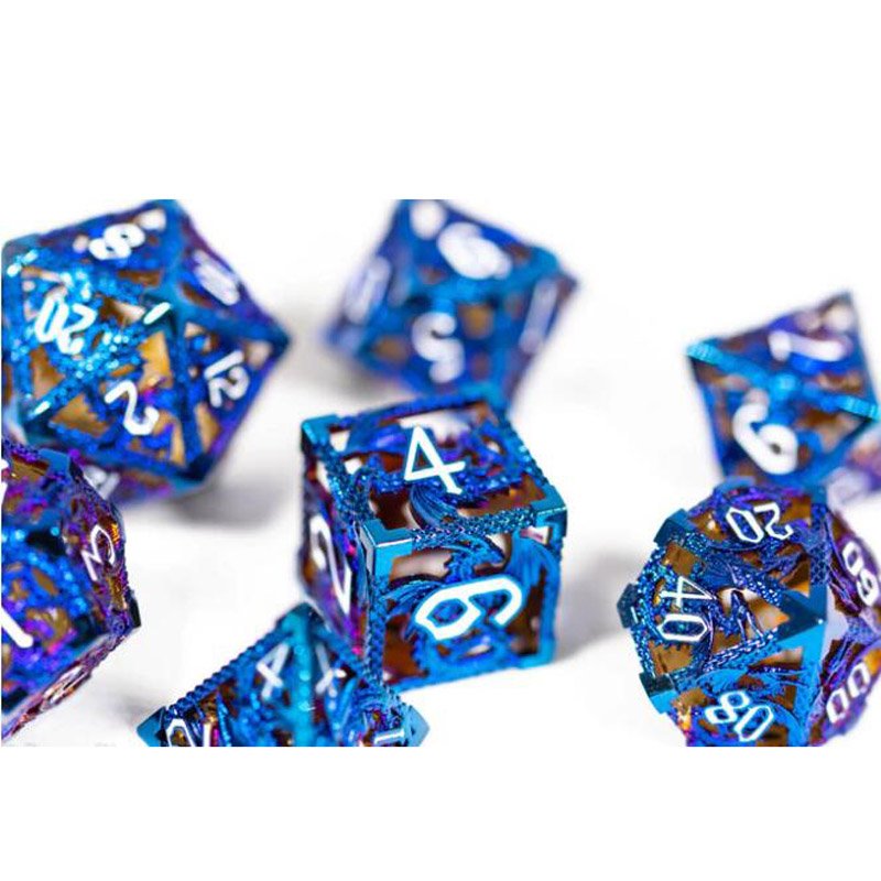 Customized D&D Game Polyhedron dungeons and dragons purple Hollow Dragon Dice RPG sharp edge D20 black Metal dnd hollow dice set