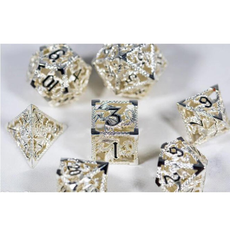 Customized D&D Game Polyhedron dungeons and dragons purple Hollow Dragon Dice RPG sharp edge D20 black Metal dnd hollow dice set