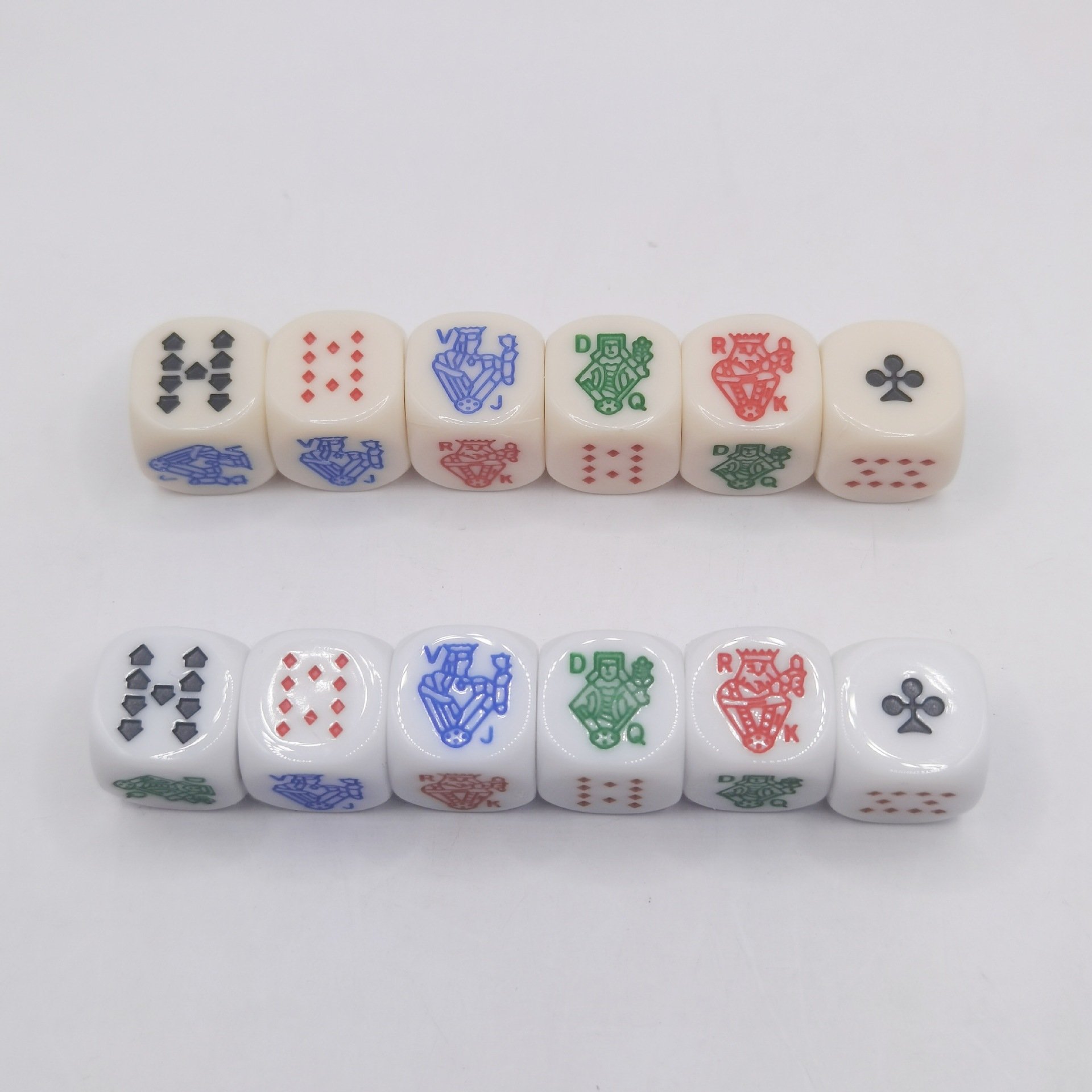 Wholesale 16mm Custom Acrylic Poker Dice Set White Ivory 6-sided Round Dice With Custom Logo For Game Poker Hot Sale Bulk Dice