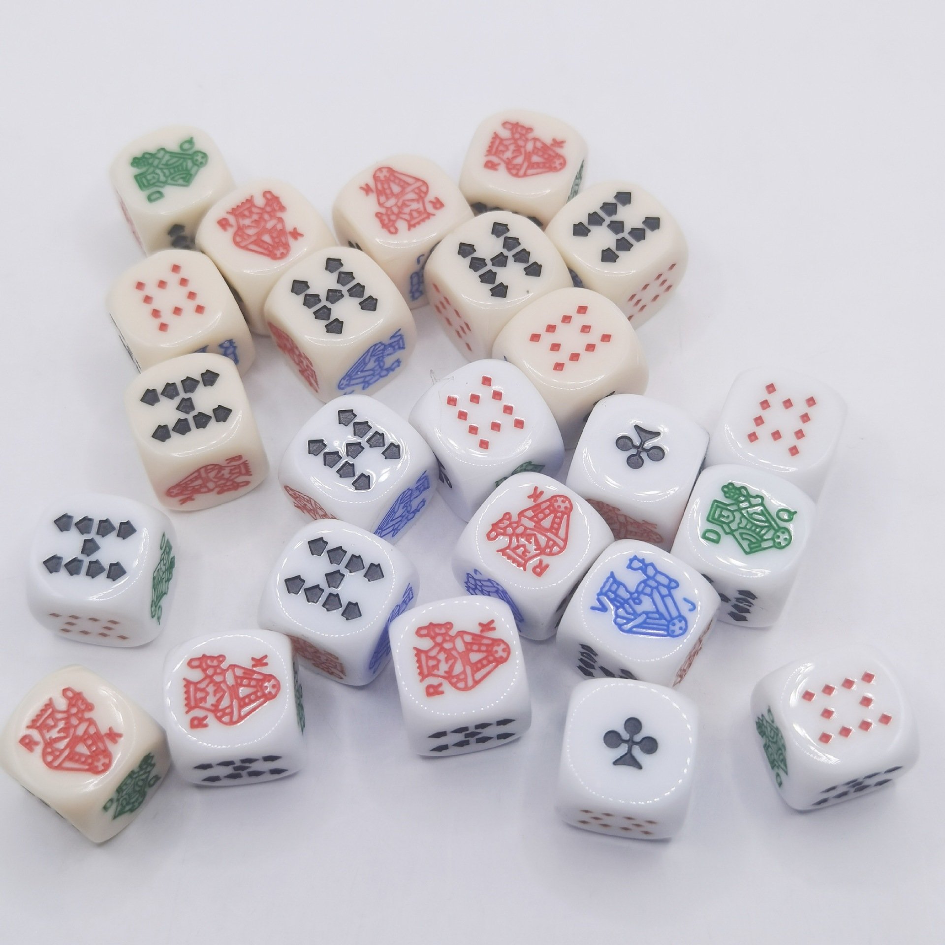 Wholesale 16mm Custom Acrylic Poker Dice Set White Ivory 6-sided Round Dice With Custom Logo For Game Poker Hot Sale Bulk Dice