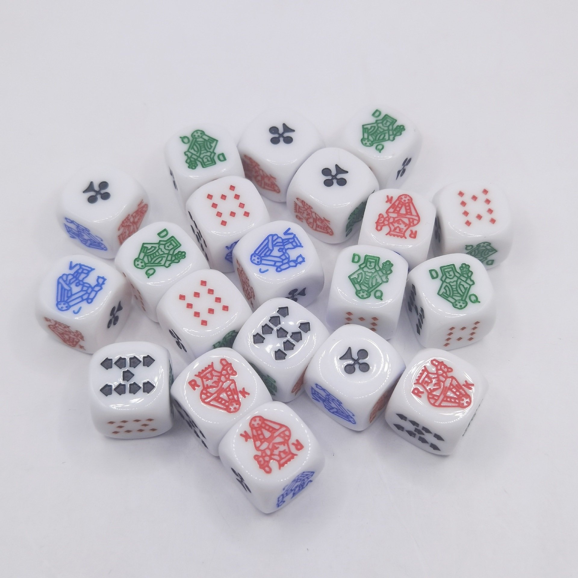 Wholesale 16mm Custom Acrylic Poker Dice Set White Ivory 6-sided Round Dice With Custom Logo For Game Poker Hot Sale Bulk Dice