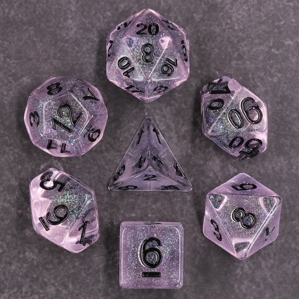 Quality Choice pink Iridecent dice set custom transparent dice resin rpg dice