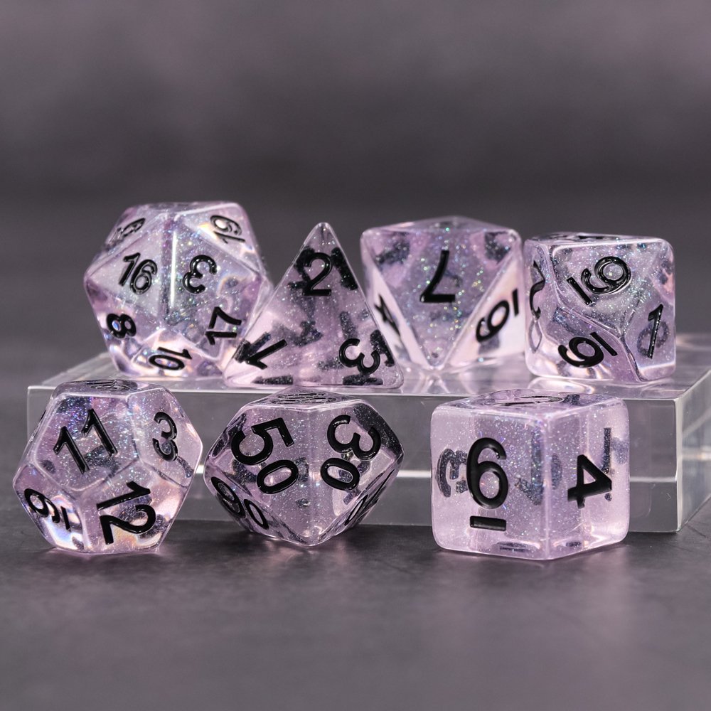 Quality Choice pink Iridecent dice set custom transparent dice resin rpg dice