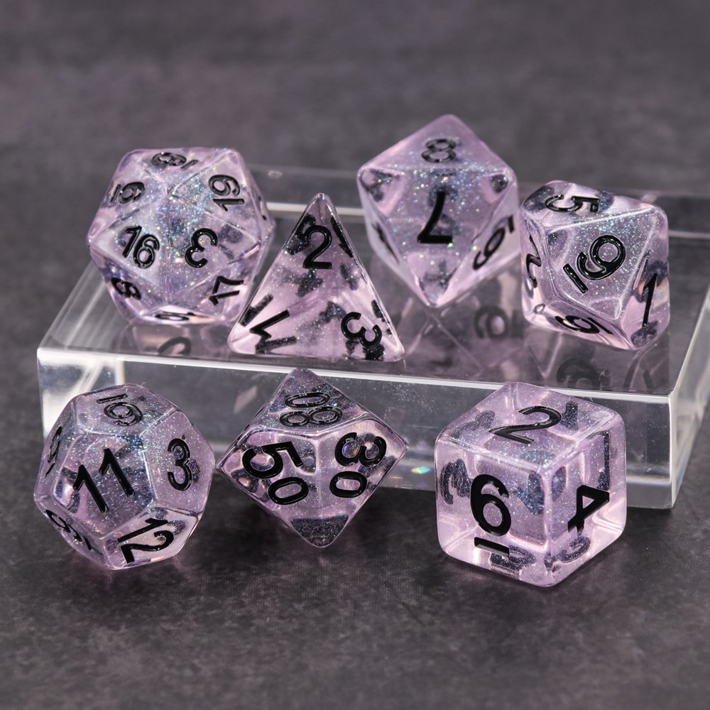 Quality Choice pink Iridecent dice set custom transparent dice resin rpg dice