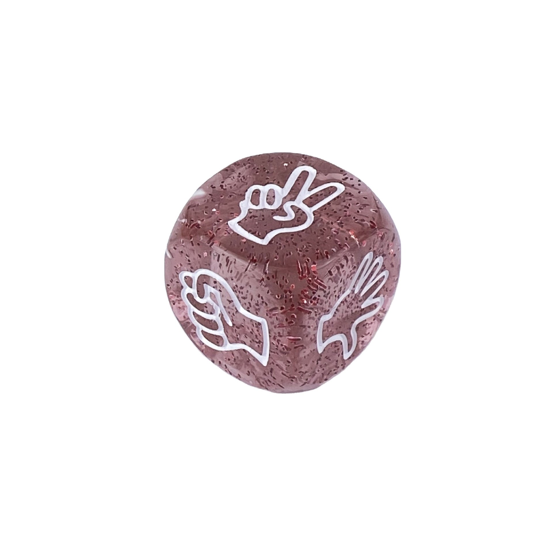 Glistening 20mm 6 sides acrylic PMMA transparent flash powder colors stone rock paper scissors finger guessing game dice cube