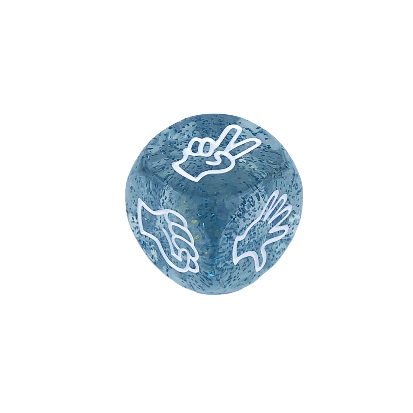 Glistening 20mm 6 sides acrylic PMMA transparent flash powder colors stone rock paper scissors finger guessing game dice cube