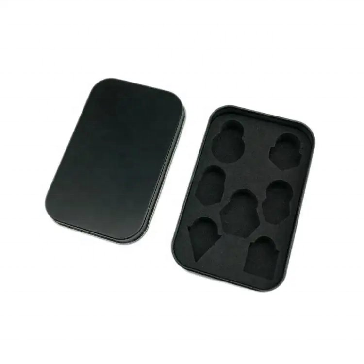 Customized logo metal circular dice box for board game accessories dice storage box