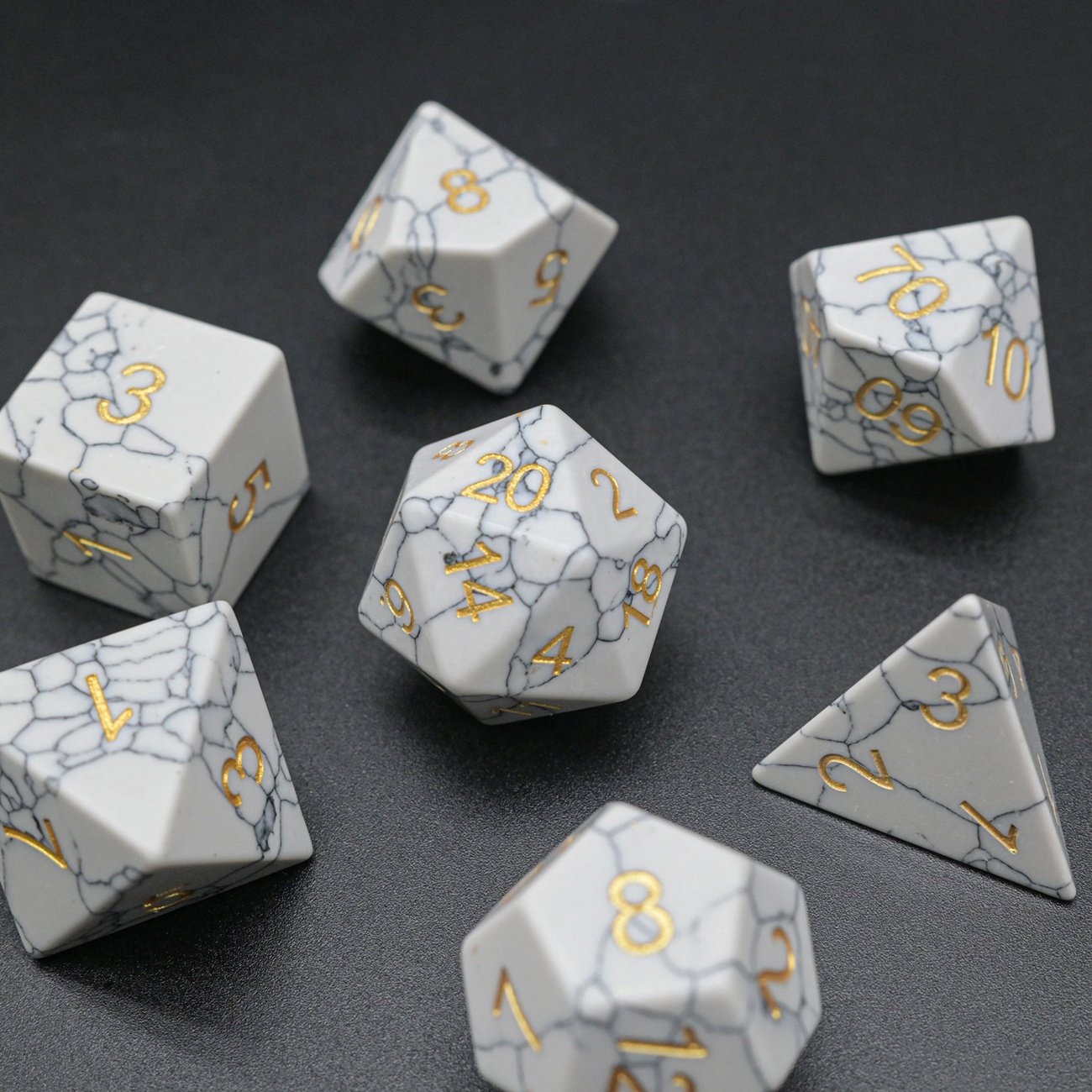 Factory Wholesale 16mm D6 Standard Synthetic White Turquoise Stone RPG Dice Set