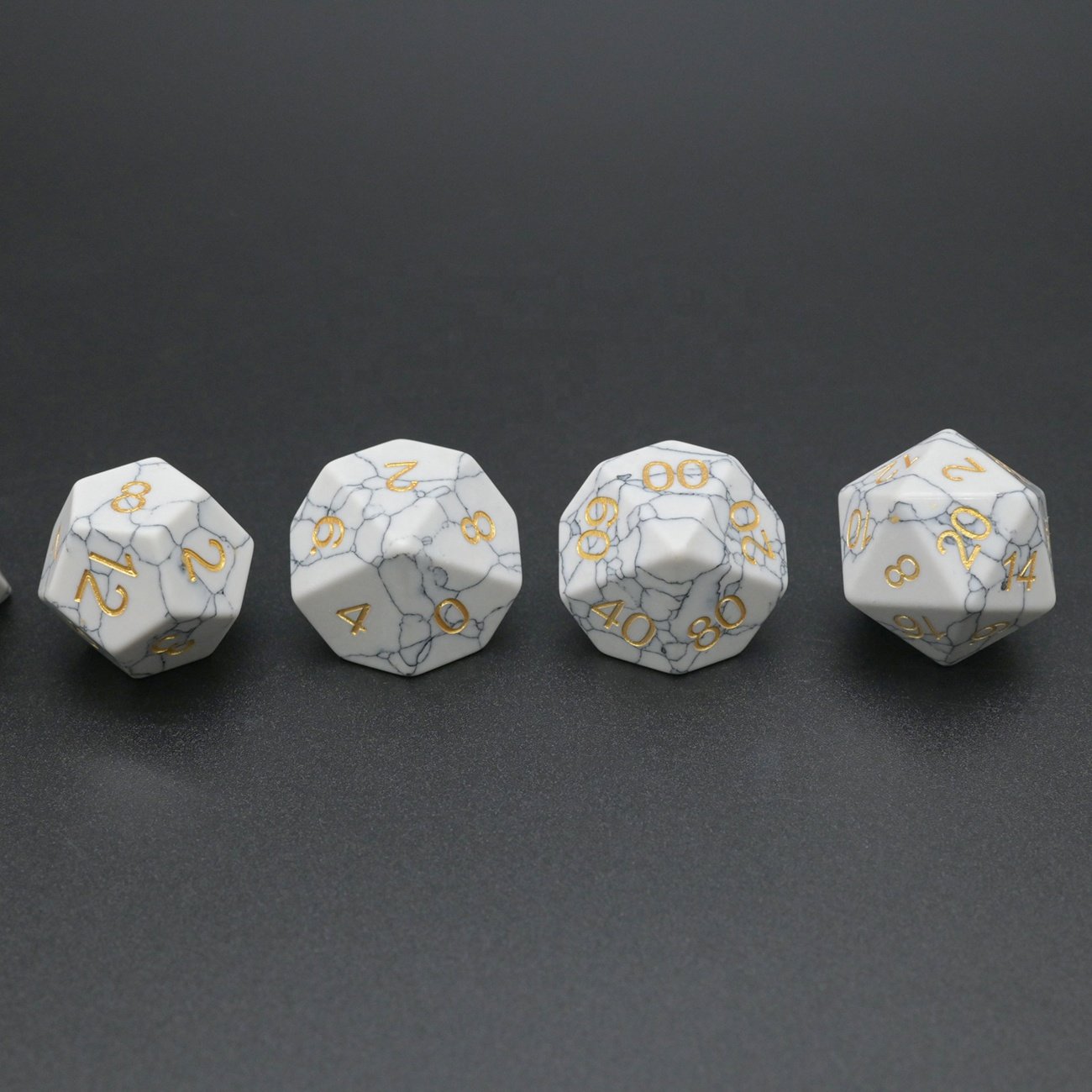 Factory Wholesale 16mm D6 Standard Synthetic White Turquoise Stone RPG Dice Set