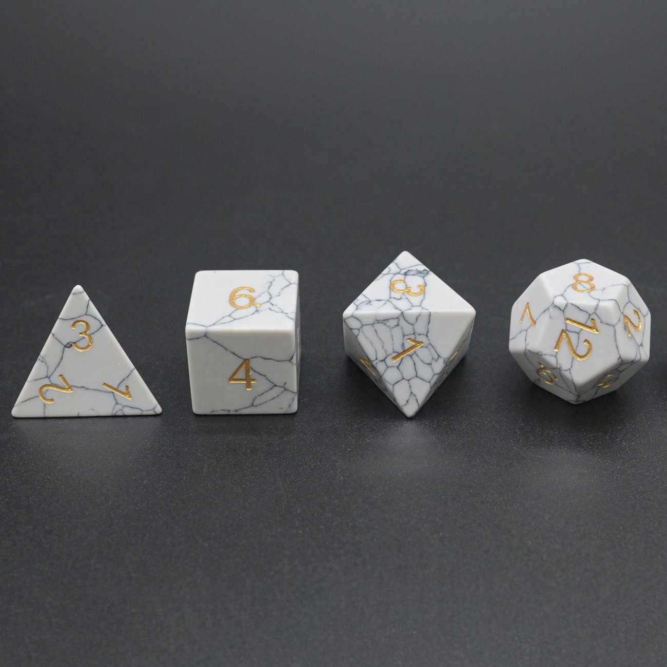 Factory Wholesale 16mm D6 Standard Synthetic White Turquoise Stone RPG Dice Set