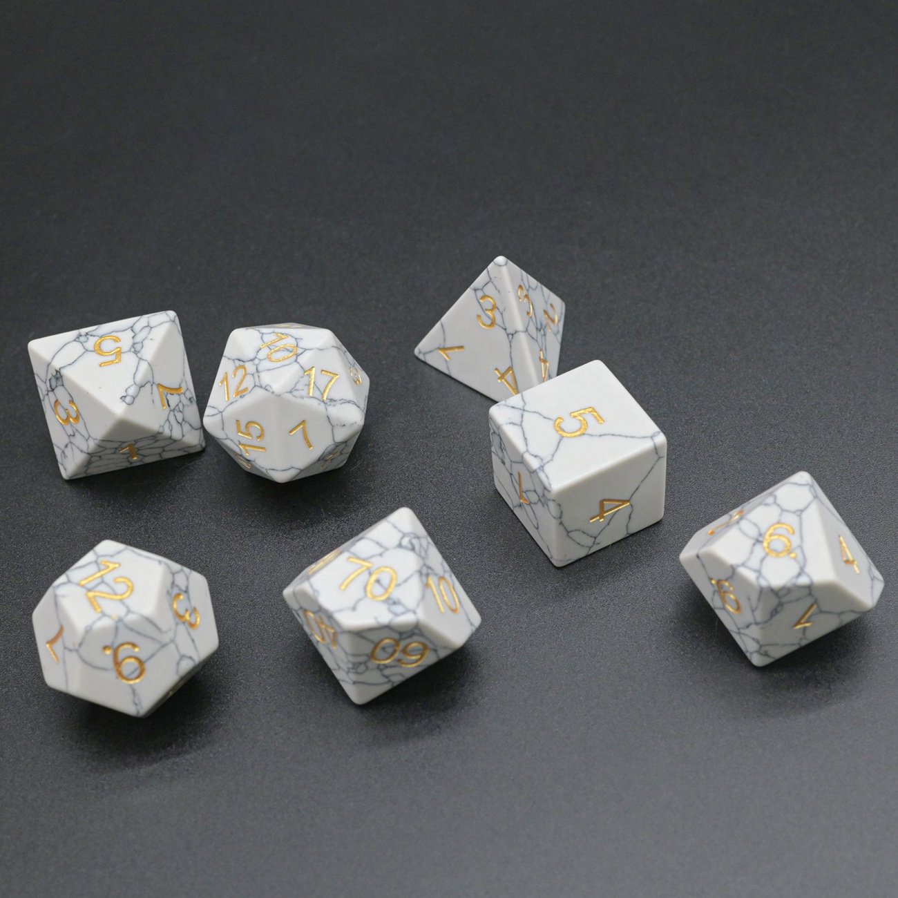 Factory Wholesale 16mm D6 Standard Synthetic White Turquoise Stone RPG Dice Set