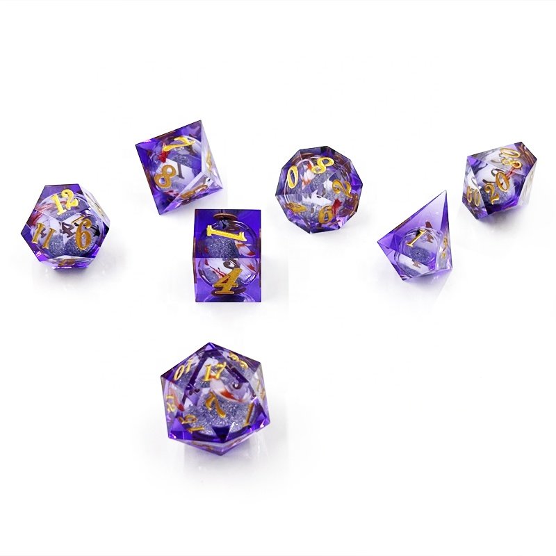 Custom Logo 25mm Liquid Core Multi-Faced Sharp Dragon and Dungeon Resin Dice for DND Table Games
