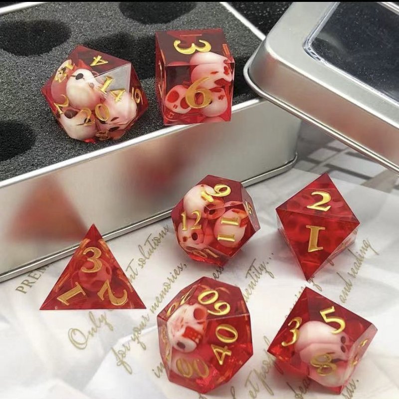DND Skull Resin Dice 7 dice a set of Dungeons and Dragons RPG role-playing board game entertainment dice support customization