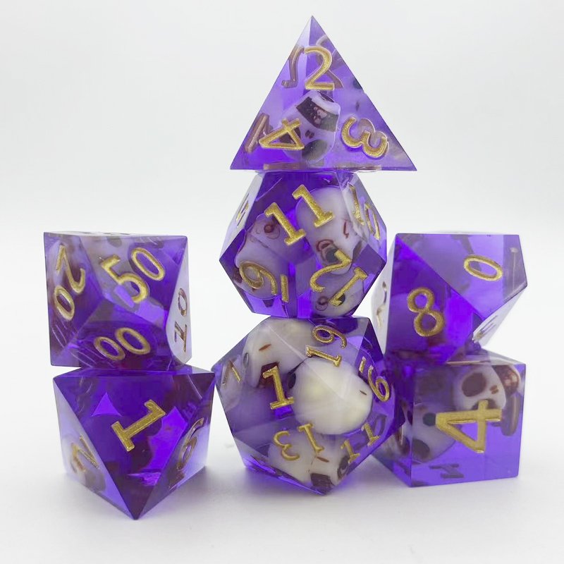 DND Skull Resin Dice 7 dice a set of Dungeons and Dragons RPG role-playing board game entertainment dice support customization