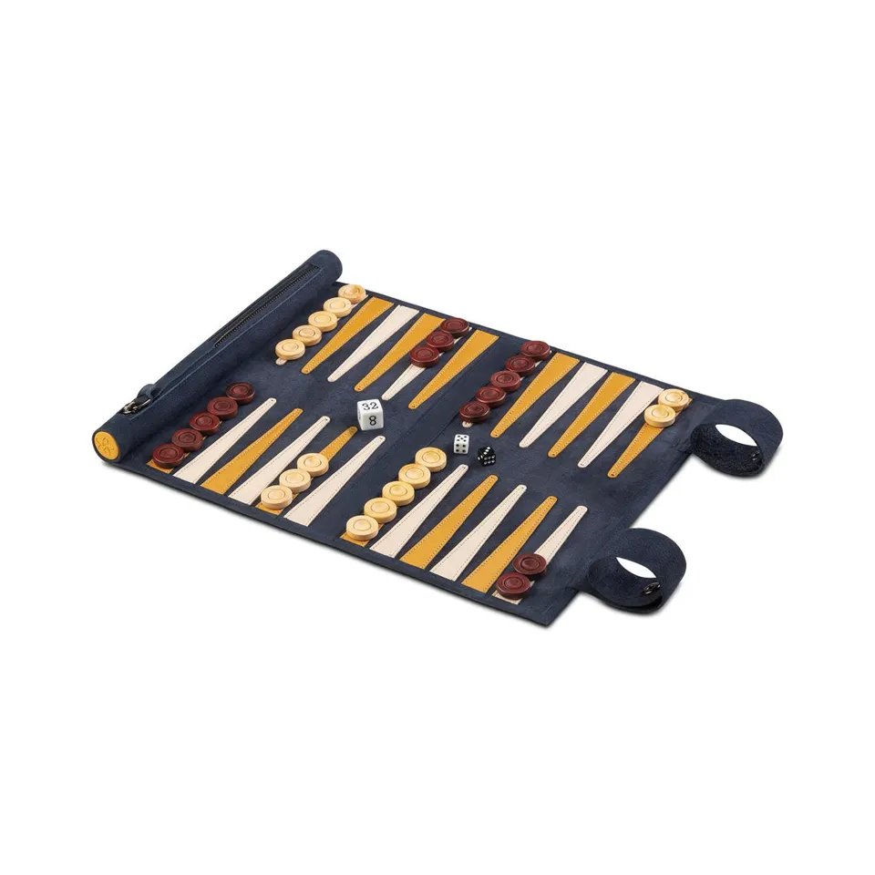 Factory Custom Backgammon Leather Wood Acrylic Table Board Game Chess Dice Piece Set Travel Roll Up Backgammon Luxury Backgammon