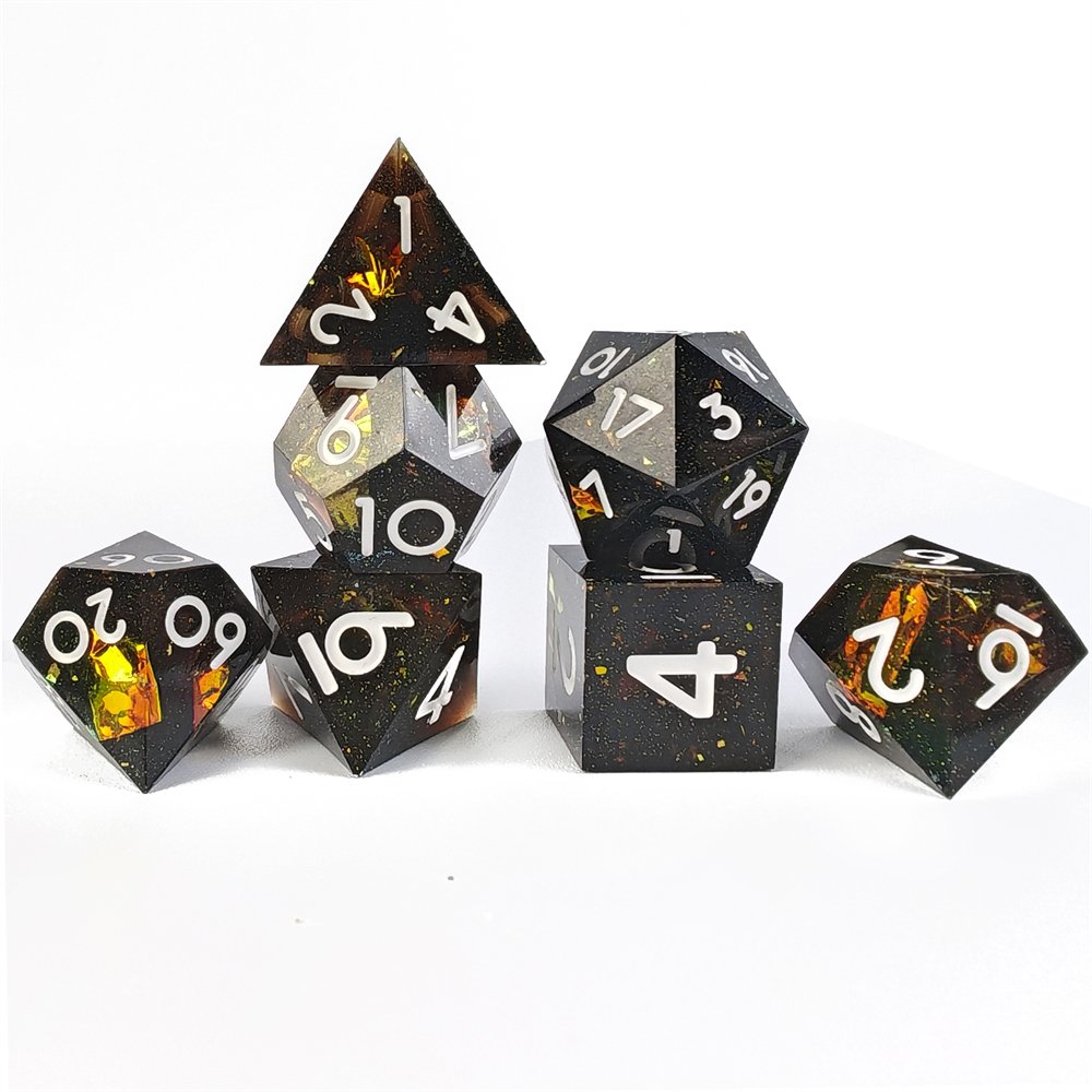 7pcs DND Dice Set Handcrafted Resin Dice with Sharp Edge for RPG Dungeons and Dragons Board Game Galaxy Dice