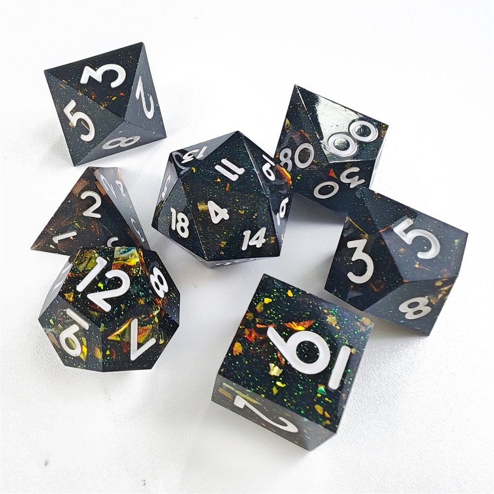 7pcs DND Dice Set Handcrafted Resin Dice with Sharp Edge for RPG Dungeons and Dragons Board Game Galaxy Dice
