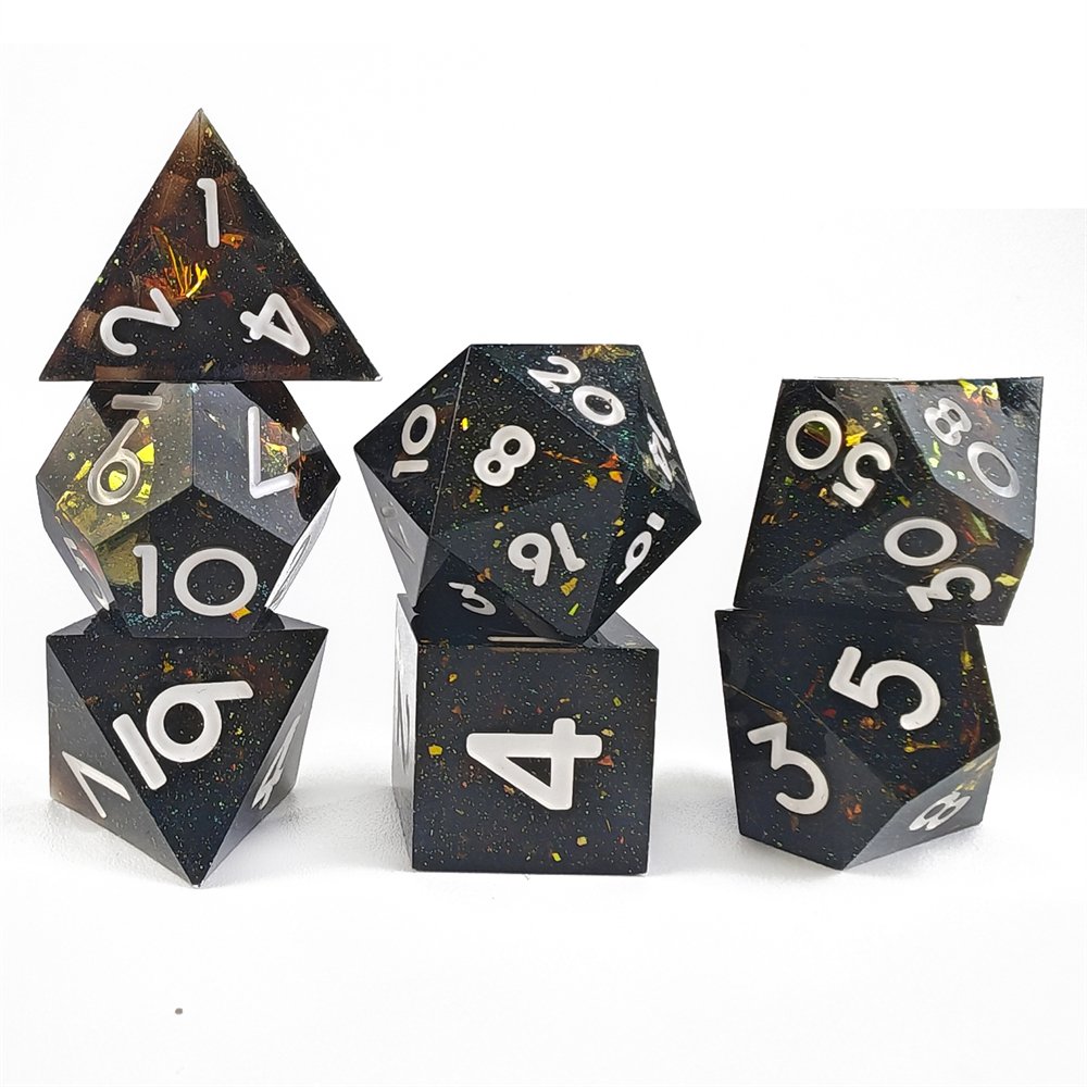 7pcs DND Dice Set Handcrafted Resin Dice with Sharp Edge for RPG Dungeons and Dragons Board Game Galaxy Dice