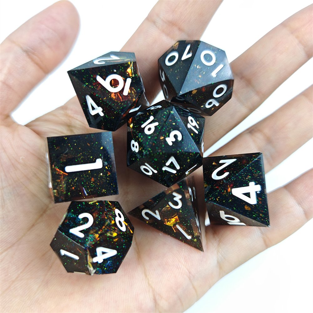 7pcs DND Dice Set Handcrafted Resin Dice with Sharp Edge for RPG Dungeons and Dragons Board Game Galaxy Dice