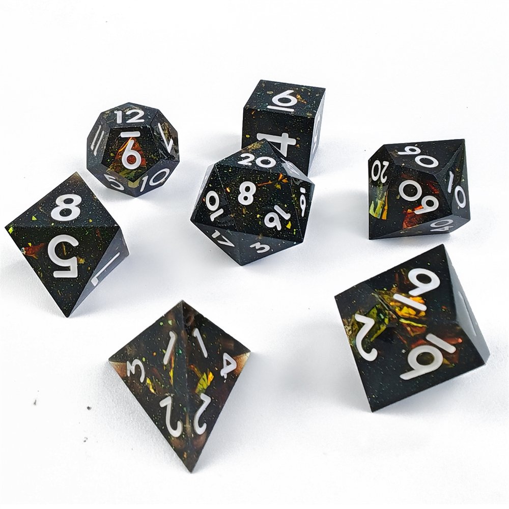 7pcs DND Dice Set Handcrafted Resin Dice with Sharp Edge for RPG Dungeons and Dragons Board Game Galaxy Dice