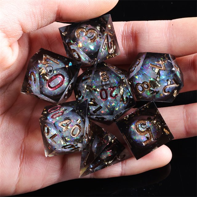 Mini Planet Custom handmade Resin Dragon and Dungeon DND Dice Set Polyhedral Board Game RPG Sharp Edges Handmade Dice