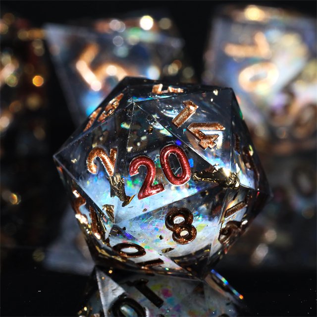 Mini Planet Custom handmade Resin Dragon and Dungeon DND Dice Set Polyhedral Board Game RPG Sharp Edges Handmade Dice