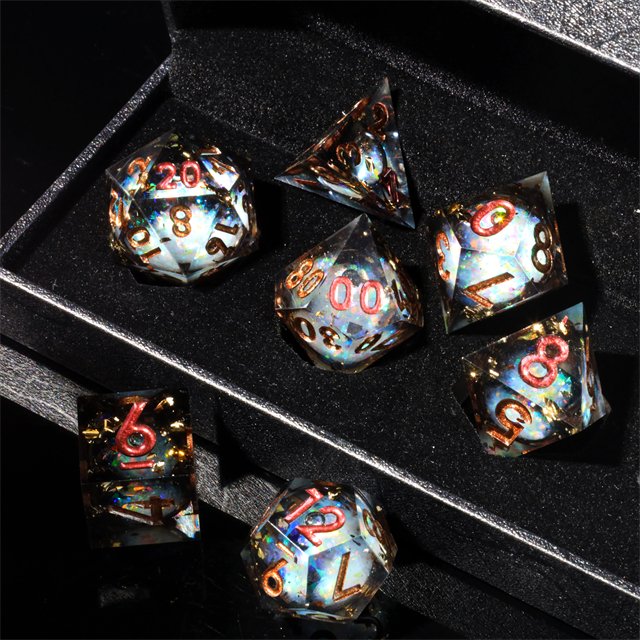 Mini Planet Custom handmade Resin Dragon and Dungeon DND Dice Set Polyhedral Board Game RPG Sharp Edges Handmade Dice