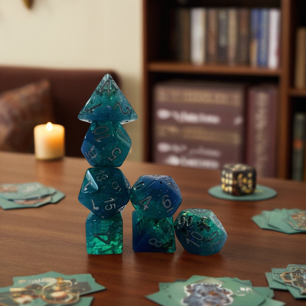Custom Size Numbers Colored Dice Set Polyhedral D&D Resin Rpg Set For Dungeons And Dragons