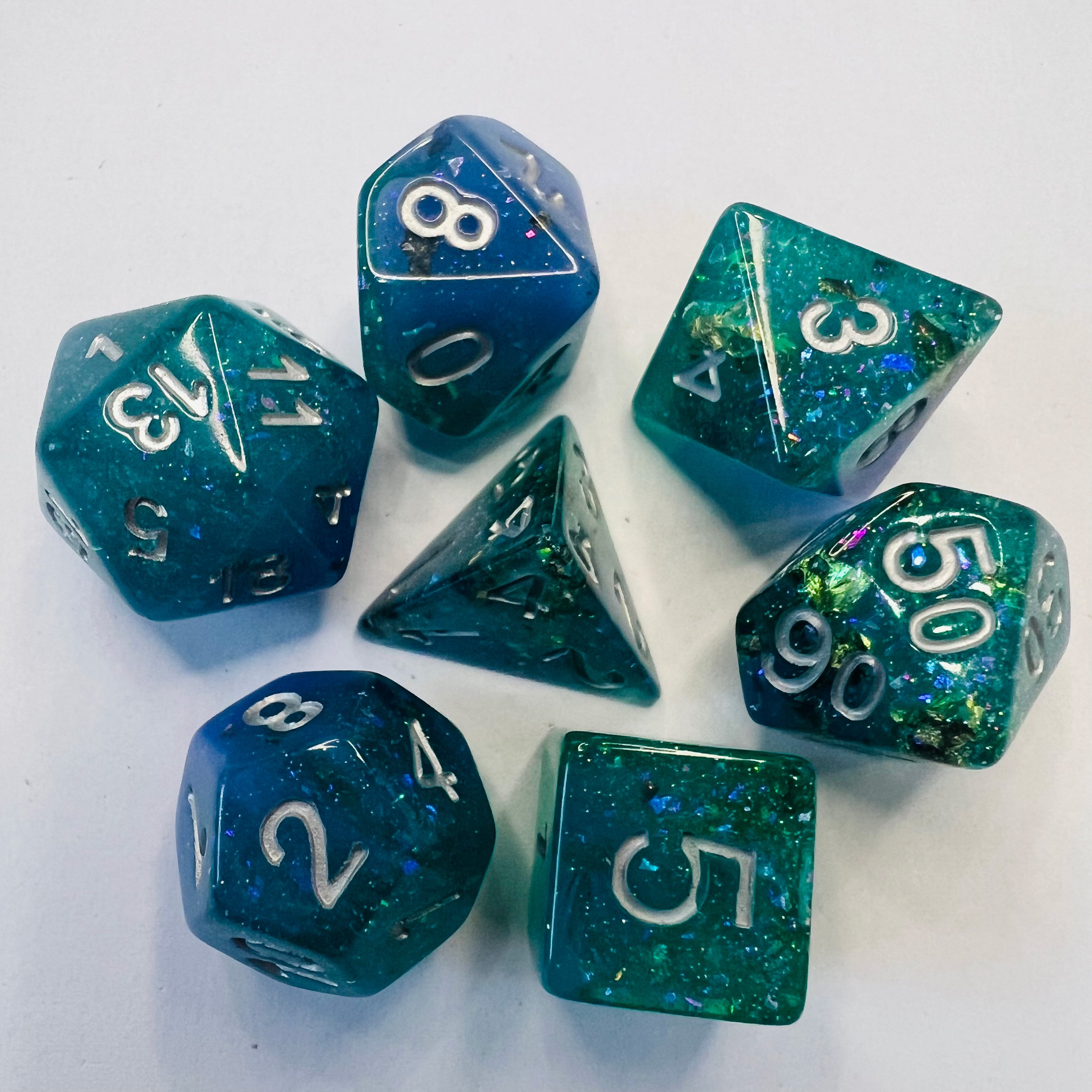 Custom Size Numbers Colored Dice Set Polyhedral D&D Resin Rpg Set For Dungeons And Dragons