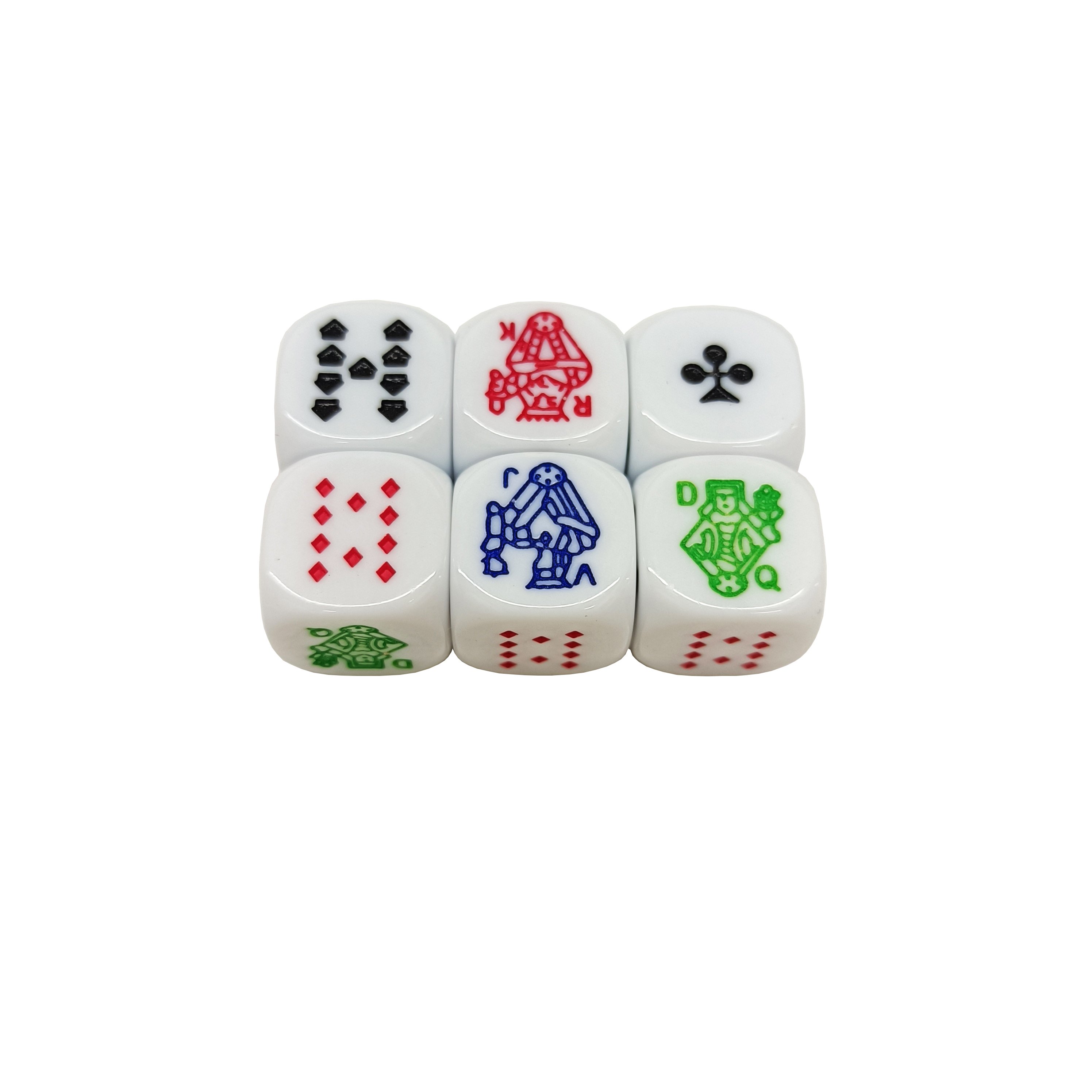 Wholesale 16mm Custom Acrylic Poker Dice Set White Ivory 6-Sided round Dice with Custom Logo for Game Poker Hot Sale Bulk Dice