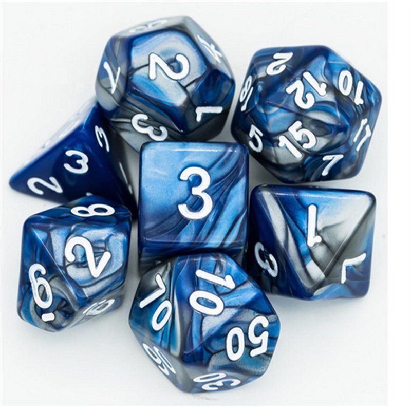 Udixi Custom Logo Color Mixed Plastic Polyhedral Acrylic Dice for RPG Board or Card Games Dungeons and Dragons Dice Set