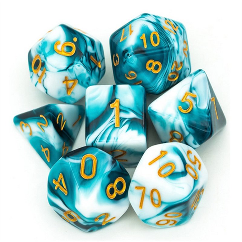 Udixi Custom Logo Color Mixed Plastic Polyhedral Acrylic Dice for RPG Board or Card Games Dungeons and Dragons Dice Set