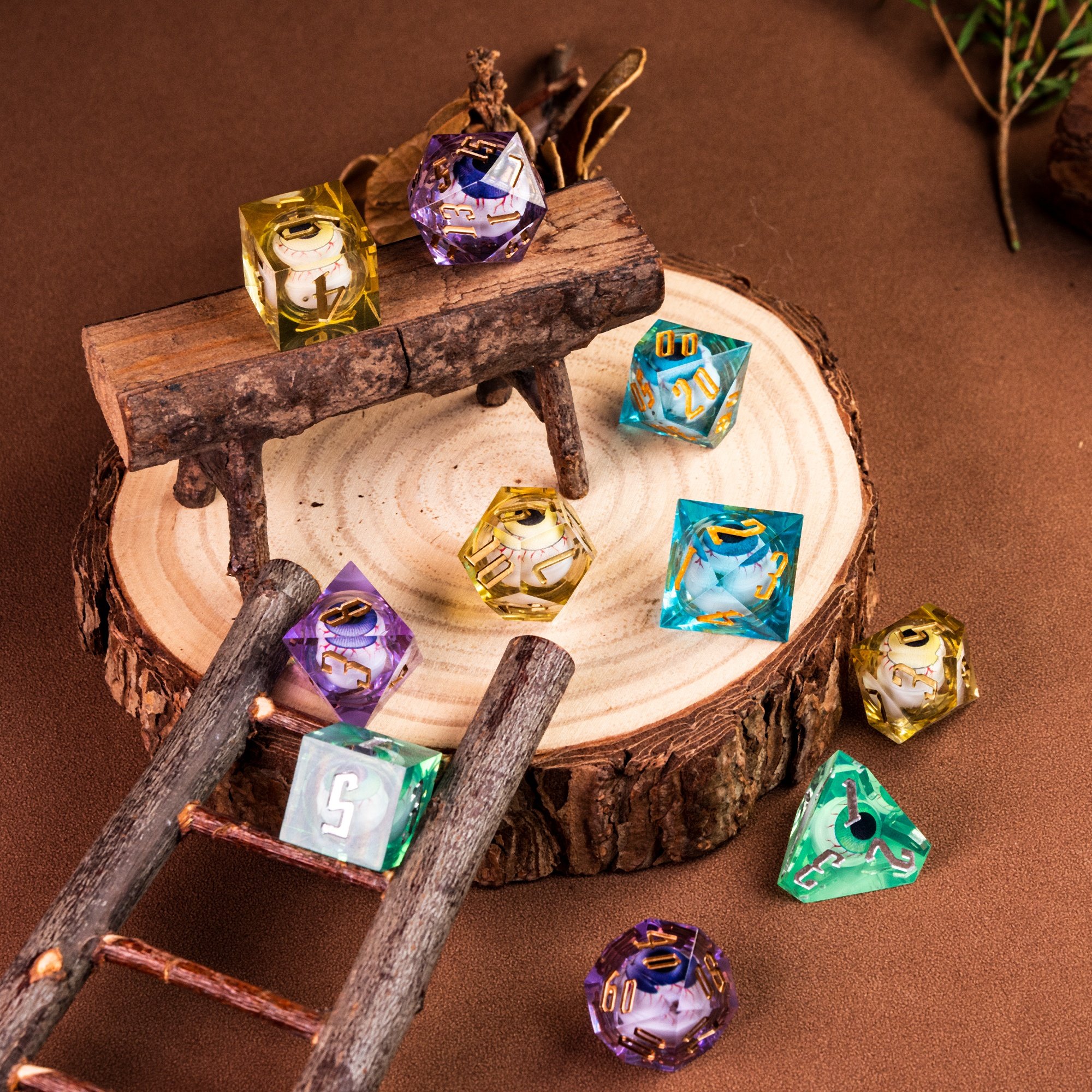Udixi Polyhedral custom logo rpg dungeons and dragons resin sharp edge liquid core dice Eyeballs