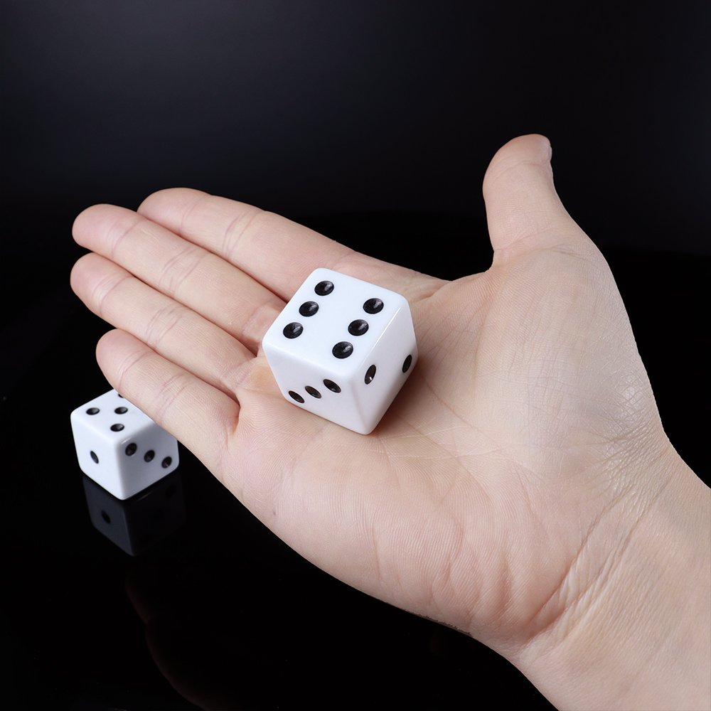Professinal manufacture wholesale 6d 25mm white dice black dot straight corner acrylic dice for education or casino games